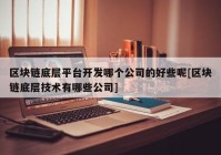 区块链底层平台开发哪个公司的好些呢[区块链底层技术有哪些公司]